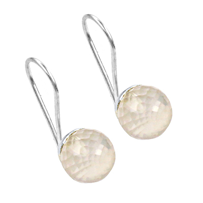 Hot! Dazzling Rose Quartz Gemstone Silver Earrings 