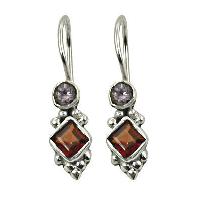 Lastest Luxury Garnet,Amethyst Gemstone Silver Earrings 