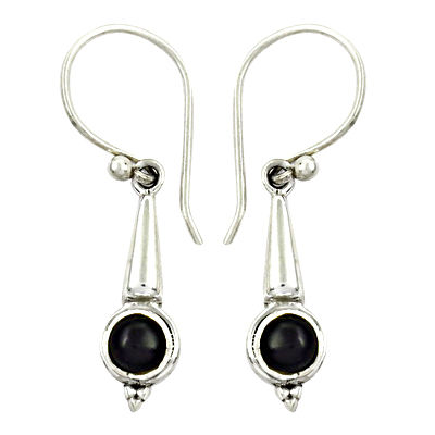 Valuable Silver Earrings With Black Onyx