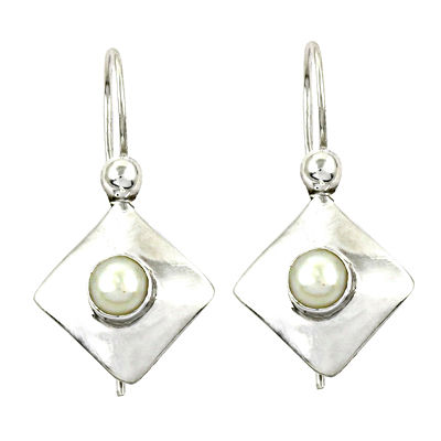 Life Of The Party Silver Earrings With Pearl