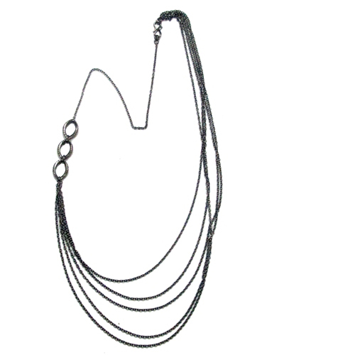 Diamond Sterling Silver Chain Necklace - 92.5 Sterling Silver 1.7 Ct Diamond 22.9 Gms | Multi-Chain Elegant Wedding & Party Jewelry