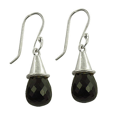 High Quality Smokey Quartz Gemstone Silver Earrings 