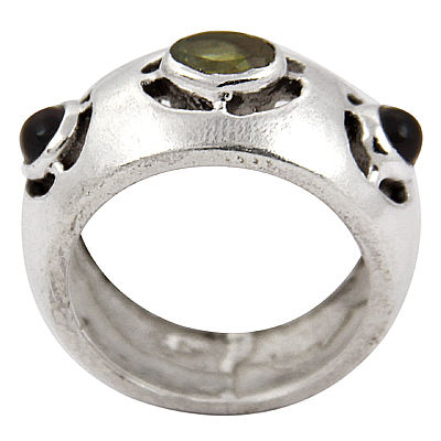 Latest Amethyst & Peridot Gemstone Silver Ring