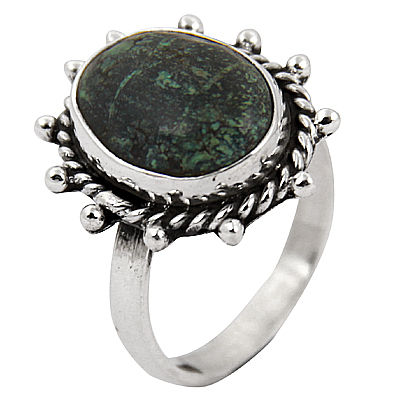 Hot World Large Antique Silver Turquoise Gemstone Ring