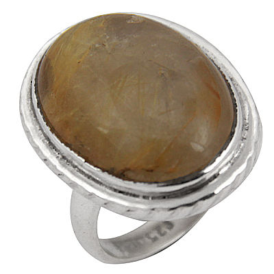 Ingenious Big Rutilated Quartz Gemstone Silver Ring