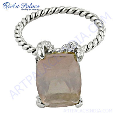 Gemstones Suppliers Rose Quartz  Silver Ring