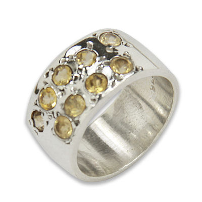 Celeb Style Citrine Gemstone Silver Ring