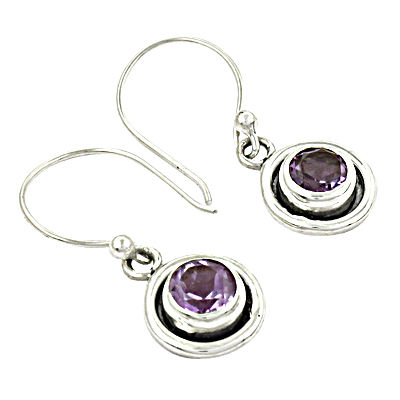 Top Design Silver Amethyst Gemstone Earrings 
