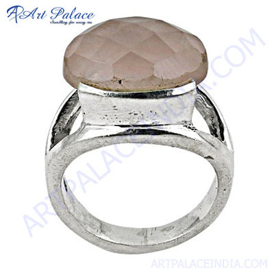 Stylish 925 Sterling Silver Ring With Rose Quartz