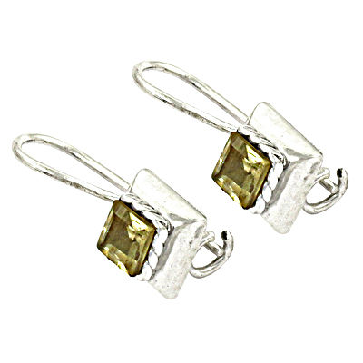 Fashionable Citrine Gemstone Silver Earrings