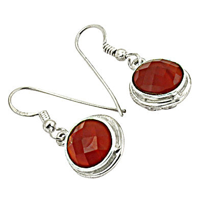 New Arrival 925 Sterling Silver Red Onyx Gemstone Earrings