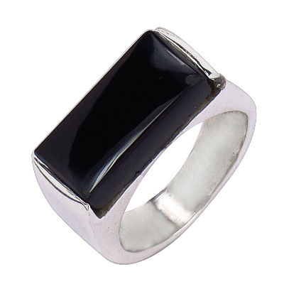 New Midnight Black Onyx Gemstone Silver Ring