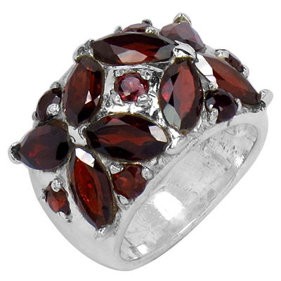 Delicate Garnet Gemstone Silver Ring