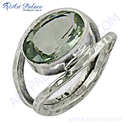 Lovely Green Amethyst Sterling Silver Ring