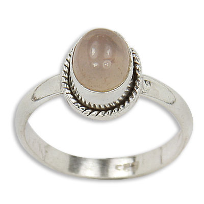 Lovely Rose Quartz Gemstone Silver Ring