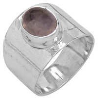 New Antique Rose Quartz Gemstone Silver Ring - 925 Sterling Silver, Oval 12x16mm, Soft Pink | Vintage Style, Prong Setting, Handmade