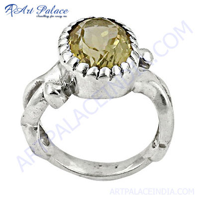 Hot Selling Citrine Silver Gemstone Ring