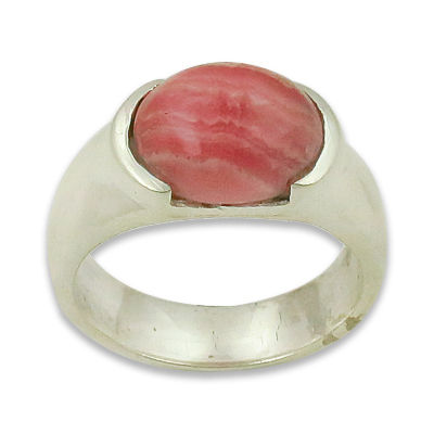 Pure Style Rodecrosid Gemstone Silver Ring