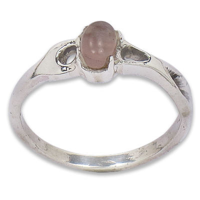 Most Fashionable Rose Quartz Gemstone Silver Ring