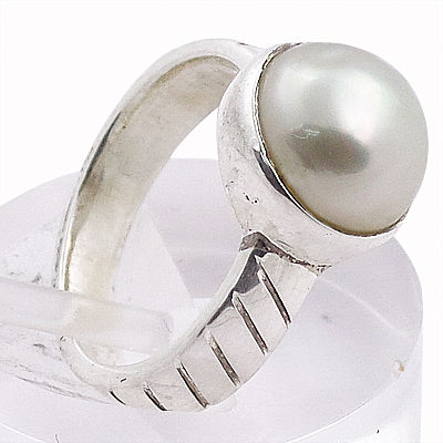 Simplicity Pearl Gemstone Silver Ring
