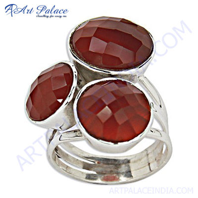 Latest Style Silver Ring With Red Onyx
