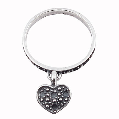Rocking Style Heart Charm Silver Ring