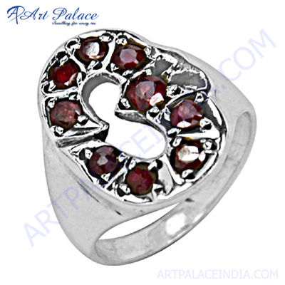 Excellent New Silver Garnet  Ring