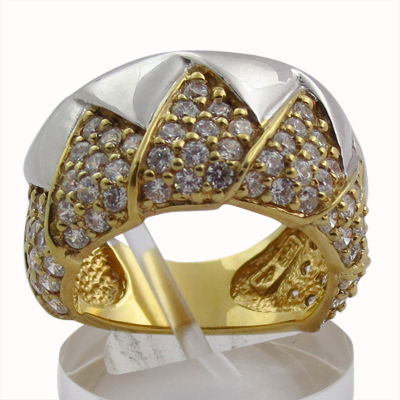 Royal Wedding Cubic Zirconia Gold Plated Silver Ring