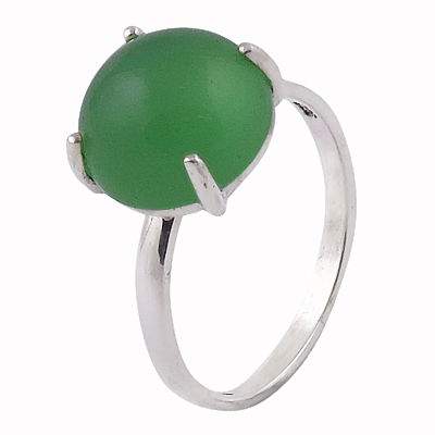 Picture Perfect Clear Chrysoprase Gemstone Silver Ring 
