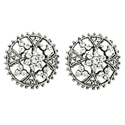 Impressive Cubic Zirconia Gemstone Silver Earrings 