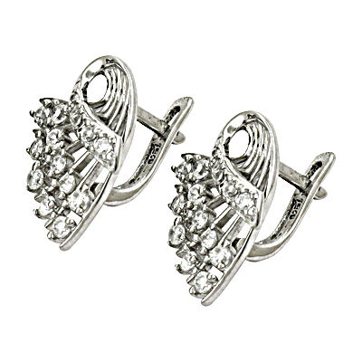 Famous Design Cz Gemstone Silver Earrings 