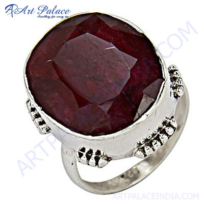 Excellent New Silver Ruby Ring