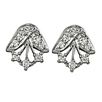 Indian Design Silver CZ Gemstone Earrings 