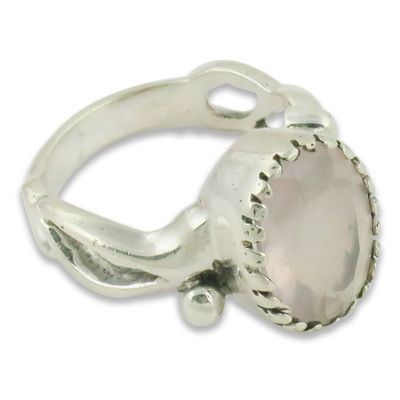 Hot Selling Silver Gemstone Rose Quartz Ring
