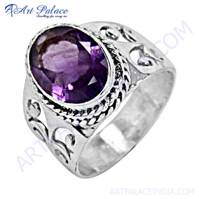 Cute Amethyst  Silver Ring