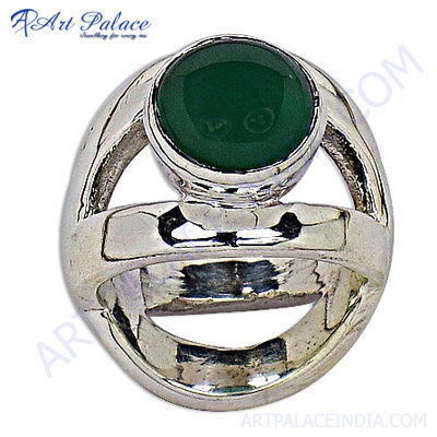 Exclusive 925 Green Onyx Silver Ring