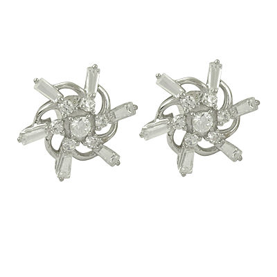 Romantic 925 Silver Cz Gemstone Silver Earrings 