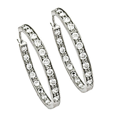 Natural Cubic Zirconia Gemstone Silver Earrings 