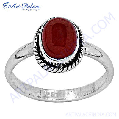 Fashion Accessories Red Onyx Silver Ring