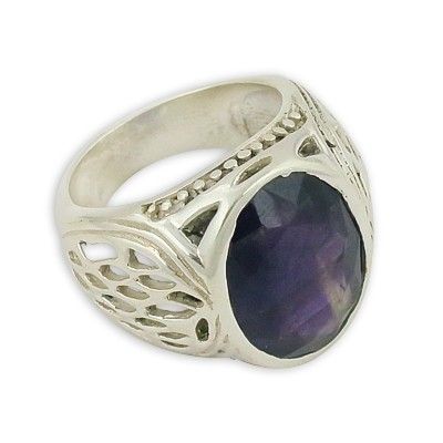 Traditional Amethyst Gemstone Silver Ring