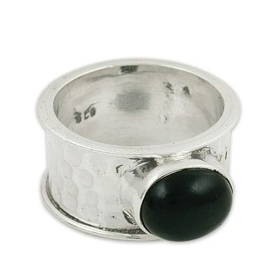 Vintage Black Onyx Gemstone Silver Ring