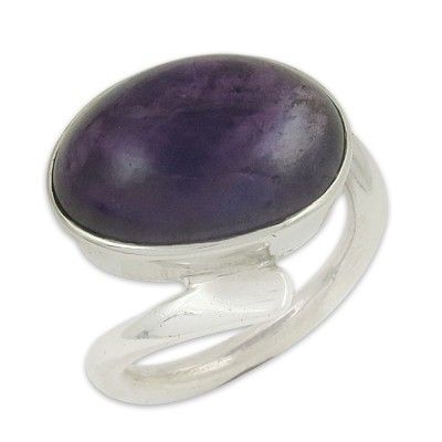 Unique Designer Amethyst Gemstone Silver Ring