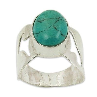 Synthetic Turquoise Gemstone Silver Ring