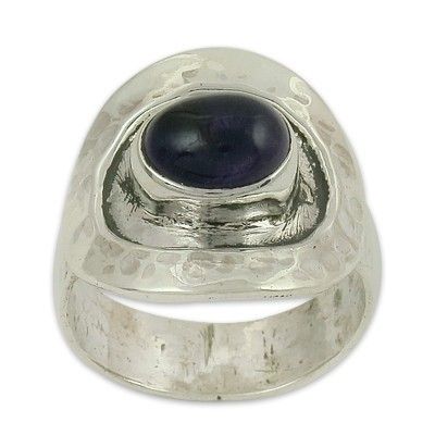Gracious Fashionable Amethyst Gemstone Silver Ring