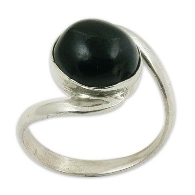 HOT Luxury  Black Onyx Gemstone Silver Ring