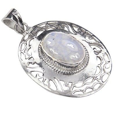 Fashion Accessories Rainbow Moonstone Gemstone Silver Pendant