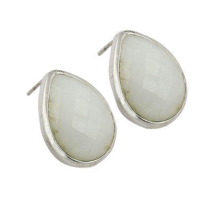 New Fashion Silver White Onyx Gemstone Earrings 