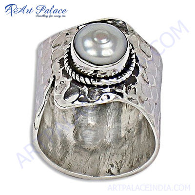 Men Ring Mother of Pearl Gemstone White Unique Silver Vintage Engraved –  AGARTA