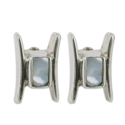 Cool Fresh Water Pearls Silver Earrings With Stud