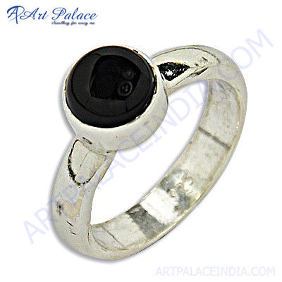 Black Onyx Silver Unique Design Ring
